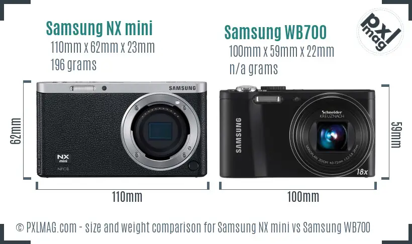 Samsung NX mini vs Samsung WB700 size comparison