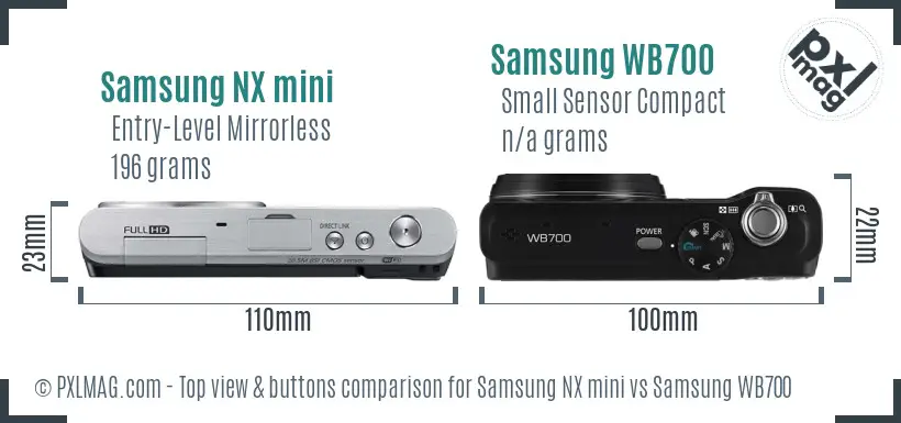 Samsung NX mini vs Samsung WB700 top view buttons comparison