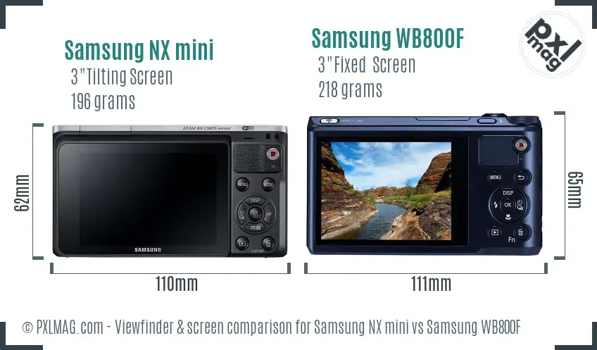 Samsung NX mini vs Samsung WB800F Screen and Viewfinder comparison