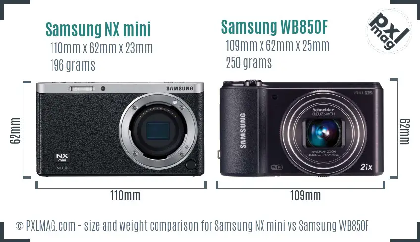 Samsung NX mini vs Samsung WB850F size comparison