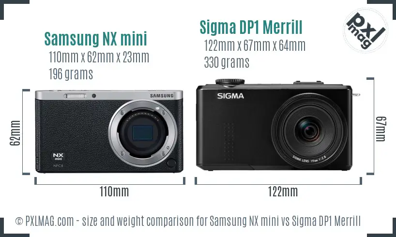 Samsung NX mini vs Sigma DP1 Merrill size comparison