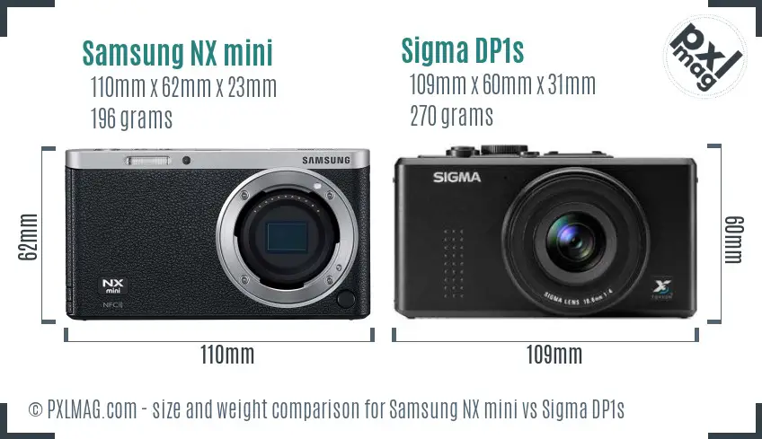 Samsung NX mini vs Sigma DP1s size comparison