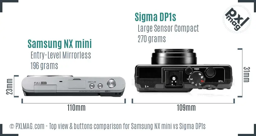 Samsung NX mini vs Sigma DP1s top view buttons comparison