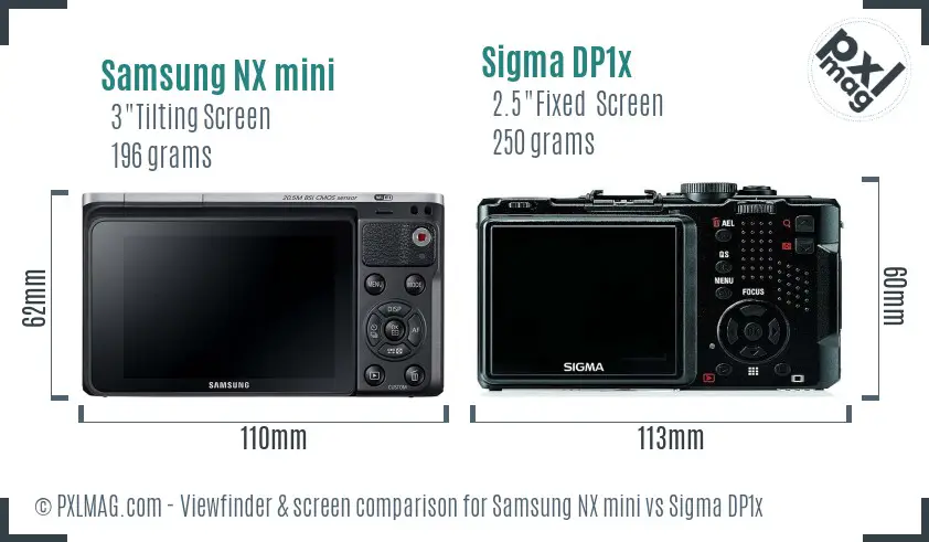 Samsung NX mini vs Sigma DP1x Screen and Viewfinder comparison