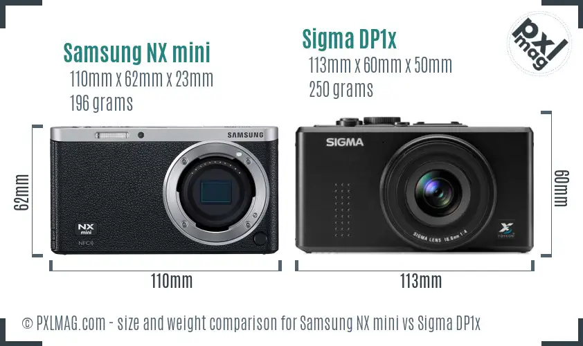 Samsung NX mini vs Sigma DP1x size comparison