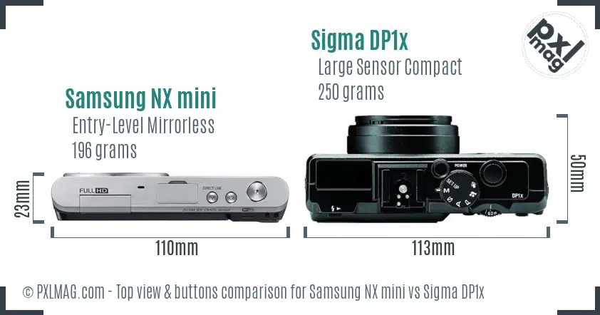 Samsung NX mini vs Sigma DP1x top view buttons comparison