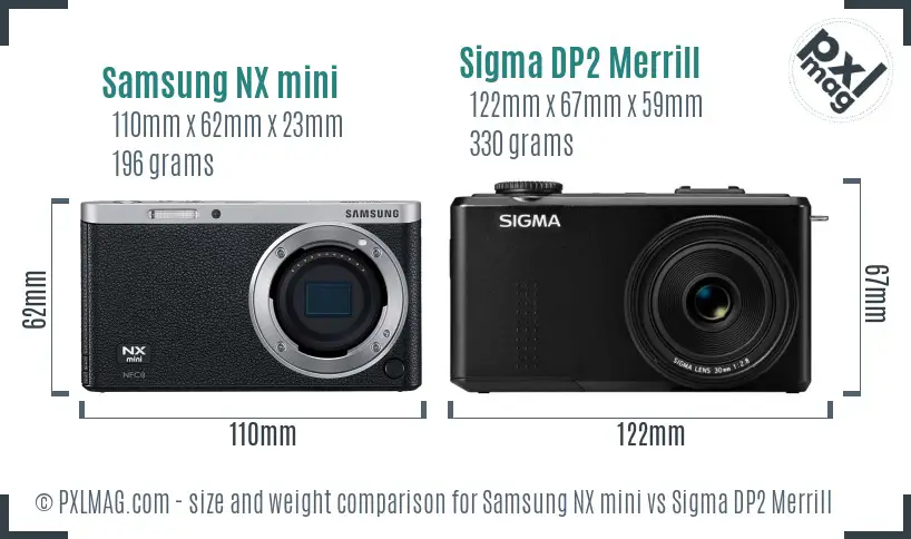Samsung NX mini vs Sigma DP2 Merrill size comparison