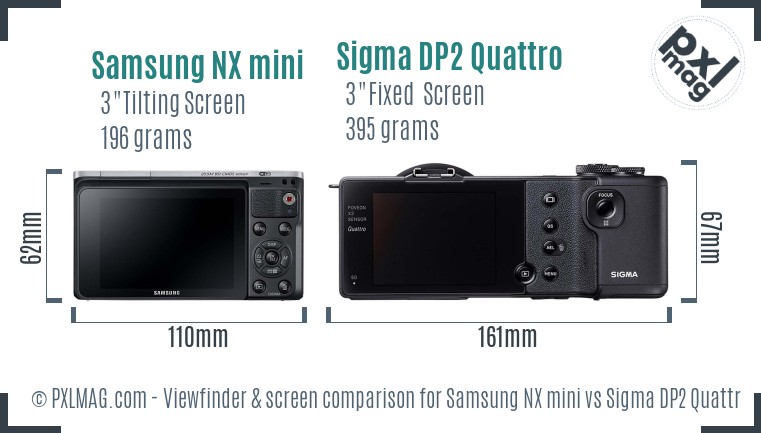 Samsung NX mini vs Sigma DP2 Quattro Screen and Viewfinder comparison