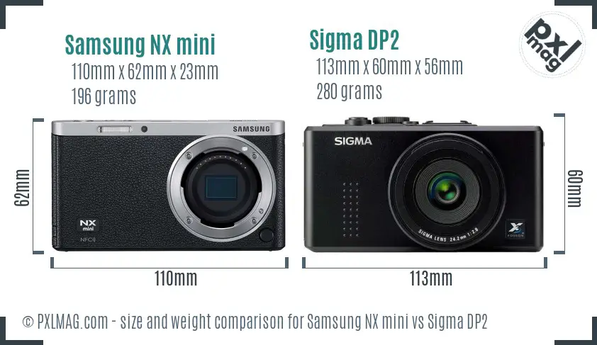 Samsung NX mini vs Sigma DP2 size comparison
