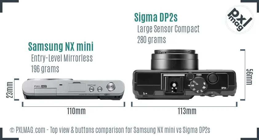 Samsung NX mini vs Sigma DP2s top view buttons comparison