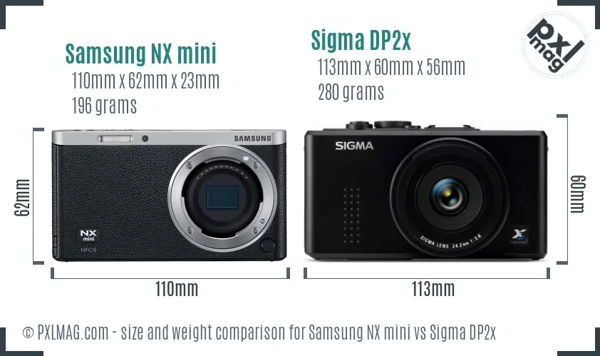 Samsung NX mini vs Sigma DP2x size comparison