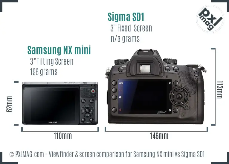 Samsung NX mini vs Sigma SD1 Screen and Viewfinder comparison Samsung NX mini vs Sigma SD1 Screen and Viewfinder comparison