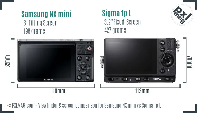 Samsung NX mini vs Sigma fp L Screen and Viewfinder comparison