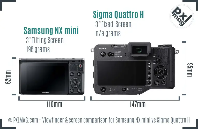 Samsung NX mini vs Sigma Quattro H Screen and Viewfinder comparison