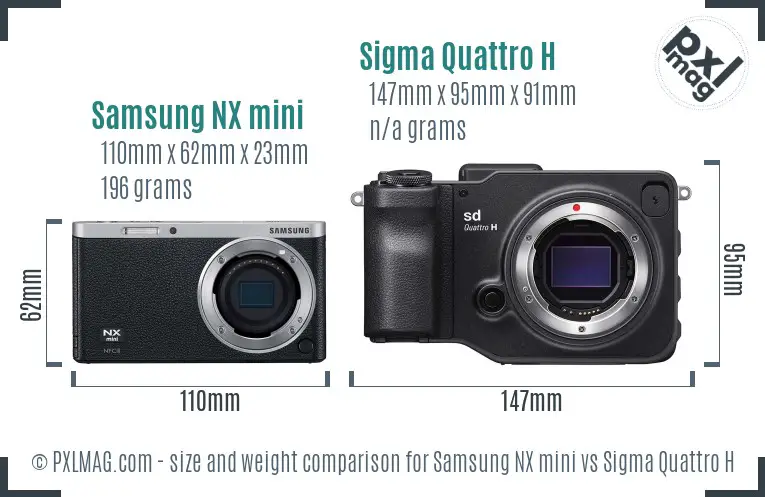 Samsung NX mini vs Sigma Quattro H size comparison