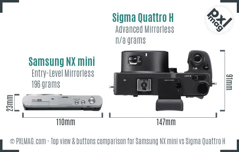 Samsung NX mini vs Sigma Quattro H top view buttons comparison