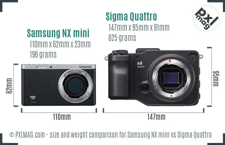 Samsung NX mini vs Sigma Quattro size comparison