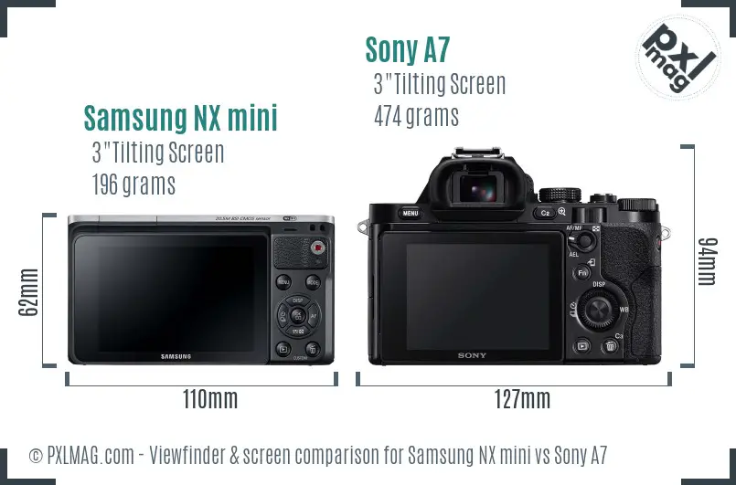 Samsung NX mini vs Sony A7 Screen and Viewfinder comparison