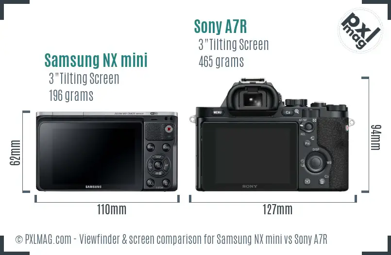 Samsung NX mini vs Sony A7R Screen and Viewfinder comparison