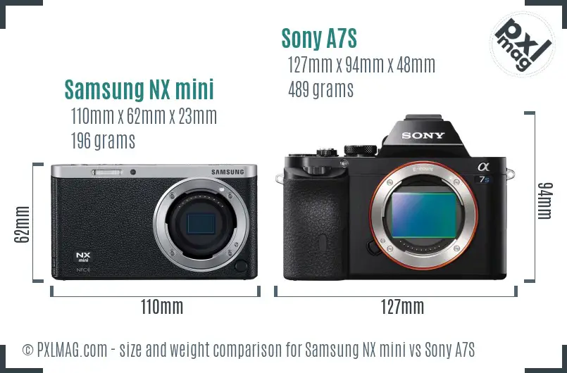 Samsung NX mini vs Sony A7S size comparison