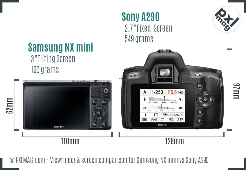 Samsung NX mini vs Sony A290 Screen and Viewfinder comparison