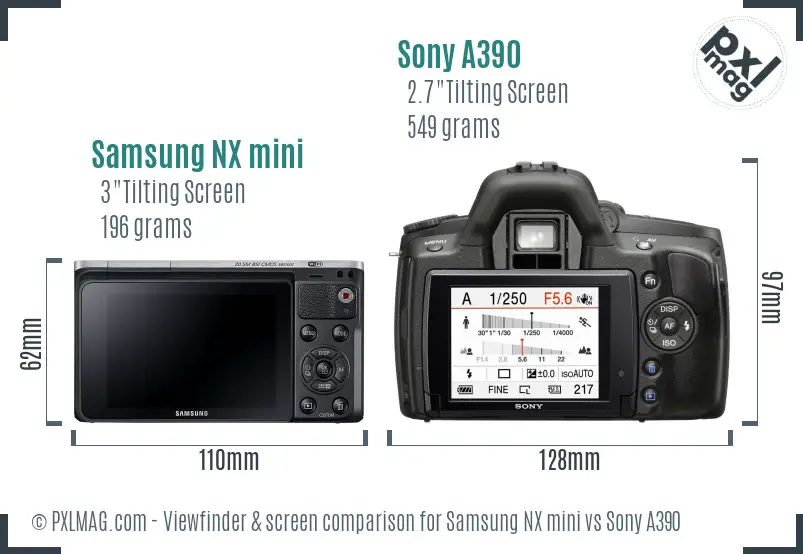 Samsung NX mini vs Sony A390 Screen and Viewfinder comparison