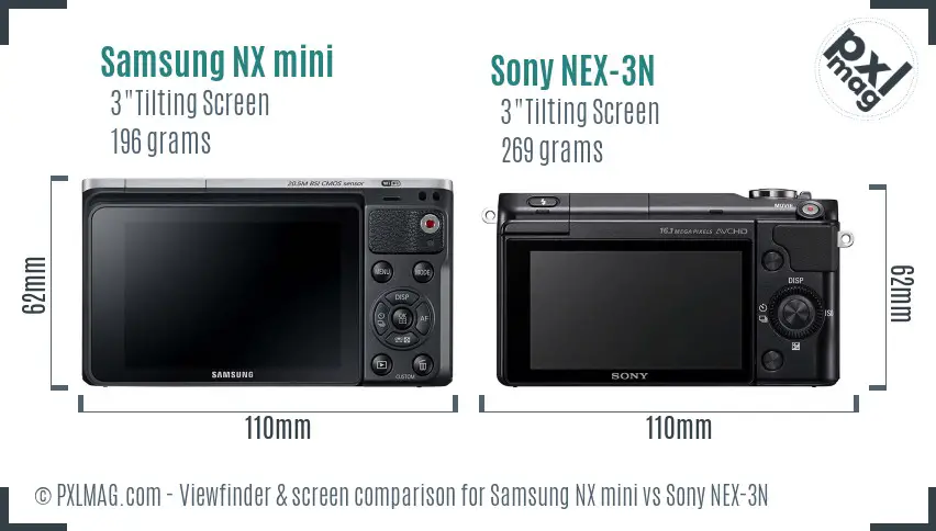 Samsung NX mini vs Sony NEX-3N Screen and Viewfinder comparison