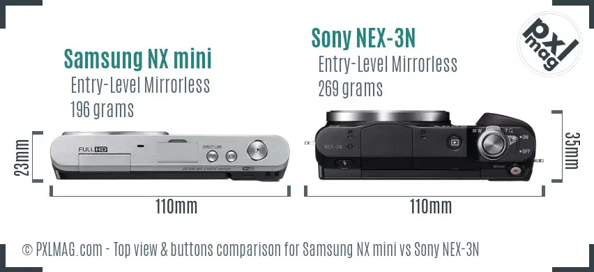 Samsung NX mini vs Sony NEX-3N top view buttons comparison