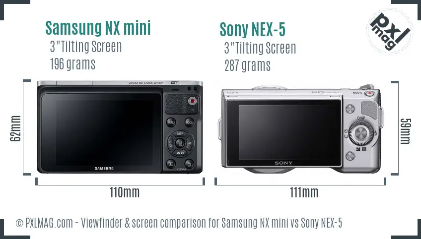 Samsung NX mini vs Sony NEX-5 Screen and Viewfinder comparison
