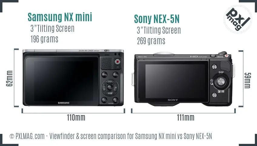 Samsung NX mini vs Sony NEX-5N Screen and Viewfinder comparison