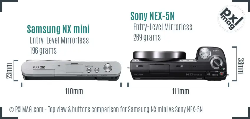 Samsung NX mini vs Sony NEX-5N top view buttons comparison