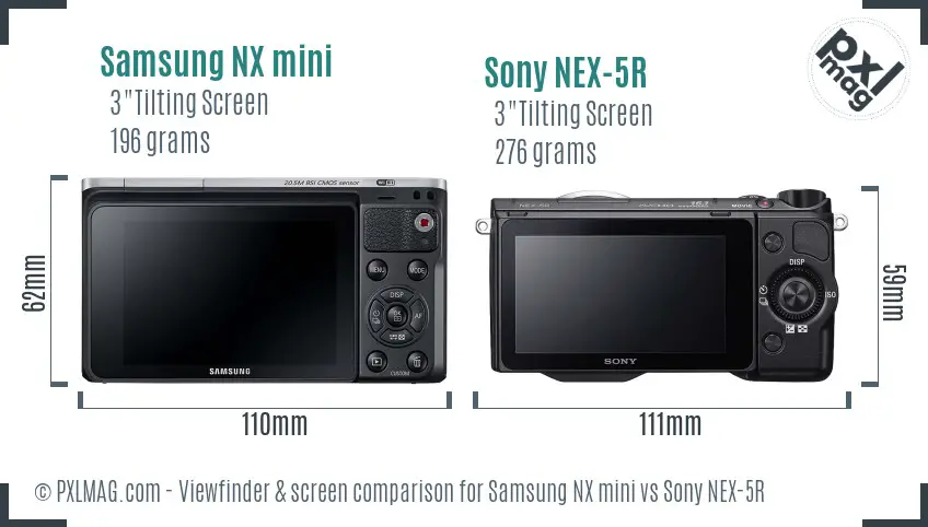 Samsung NX mini vs Sony NEX-5R Screen and Viewfinder comparison