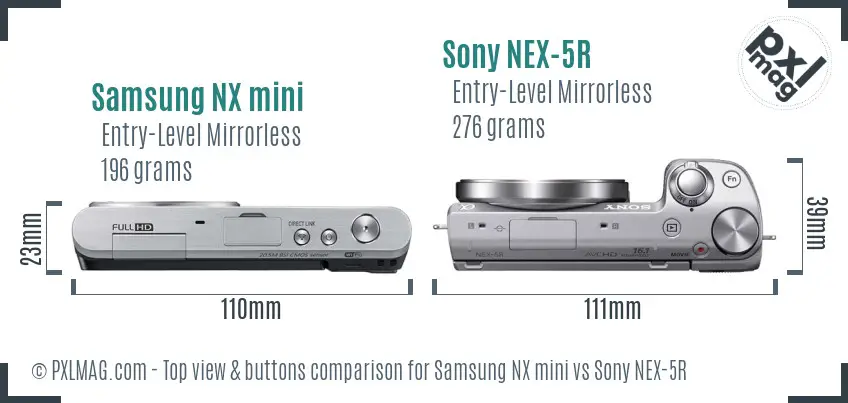 Samsung NX mini vs Sony NEX-5R top view buttons comparison
