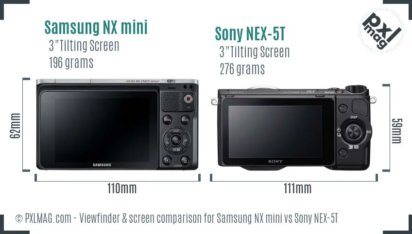 Samsung NX mini vs Sony NEX-5T Screen and Viewfinder comparison