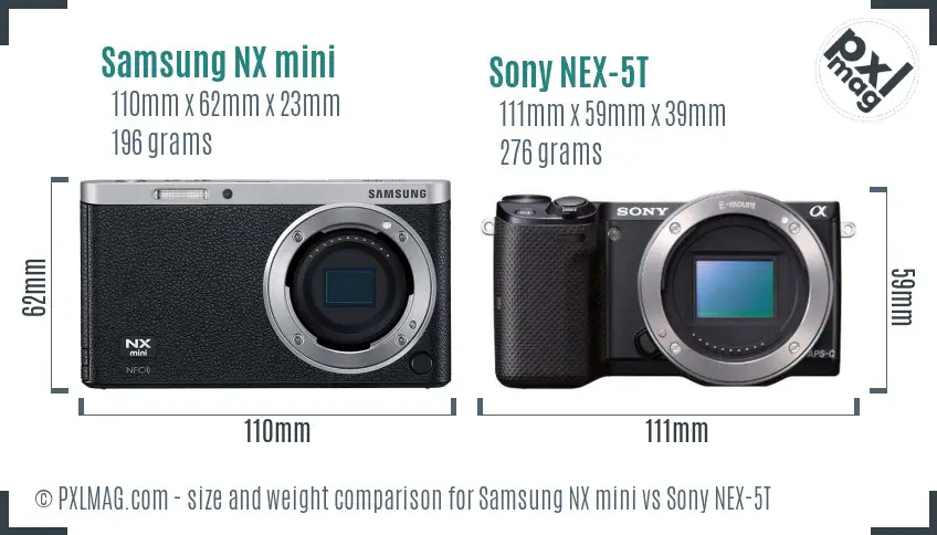 Samsung NX mini vs Sony NEX-5T size comparison