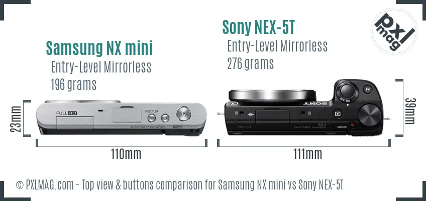 Samsung NX mini vs Sony NEX-5T top view buttons comparison