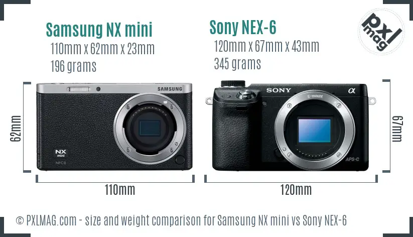 Samsung NX mini vs Sony NEX-6 size comparison