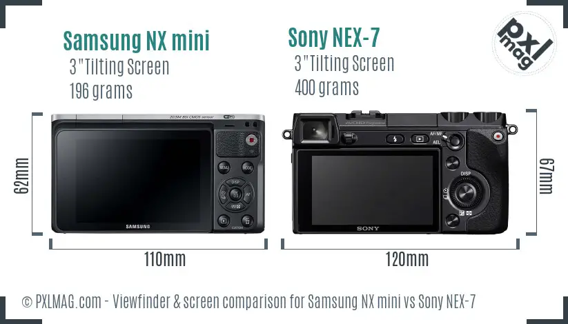 Samsung NX mini vs Sony NEX-7 Screen and Viewfinder comparison
