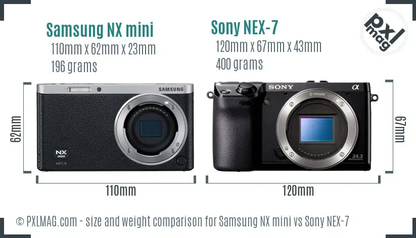 Samsung NX mini vs Sony NEX-7 size comparison