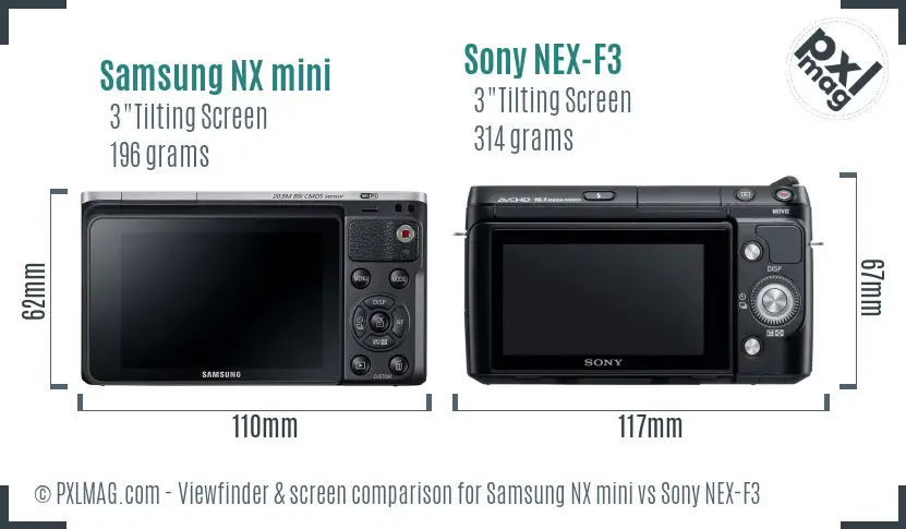 Samsung NX mini vs Sony NEX-F3 Screen and Viewfinder comparison