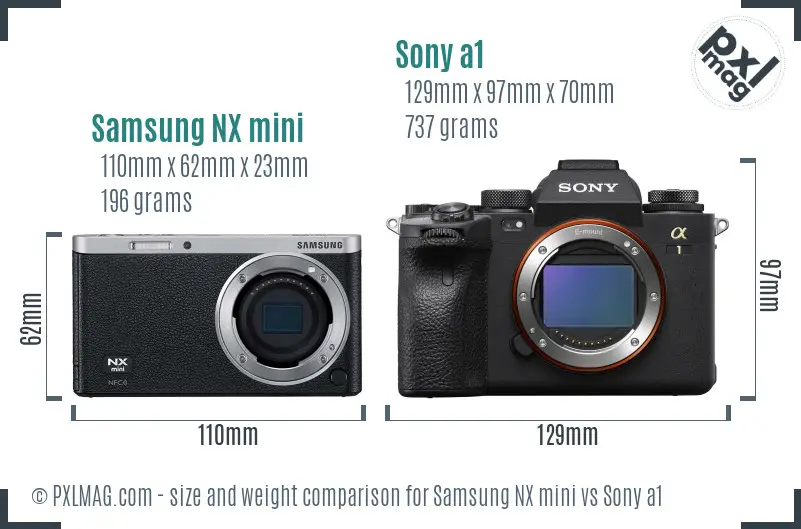Samsung NX mini vs Sony a1 size comparison