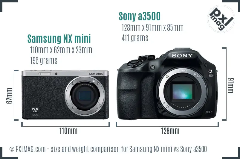 Samsung NX mini vs Sony a3500 size comparison