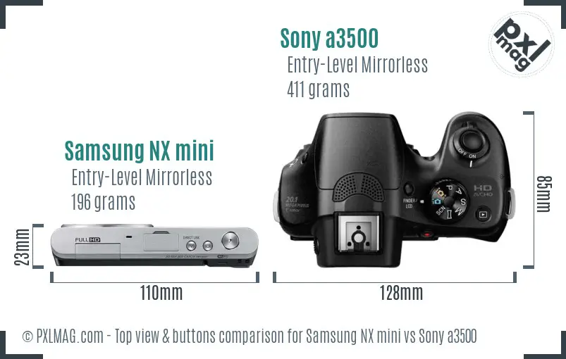 Samsung NX mini vs Sony a3500 top view buttons comparison