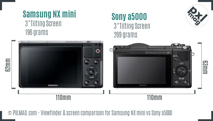 Samsung NX mini vs Sony a5000 Screen and Viewfinder comparison