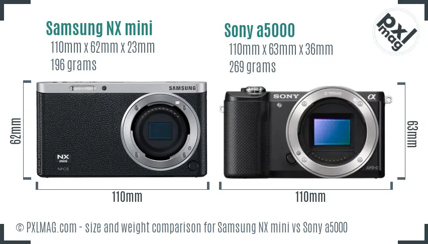 Samsung NX mini vs Sony a5000 size comparison