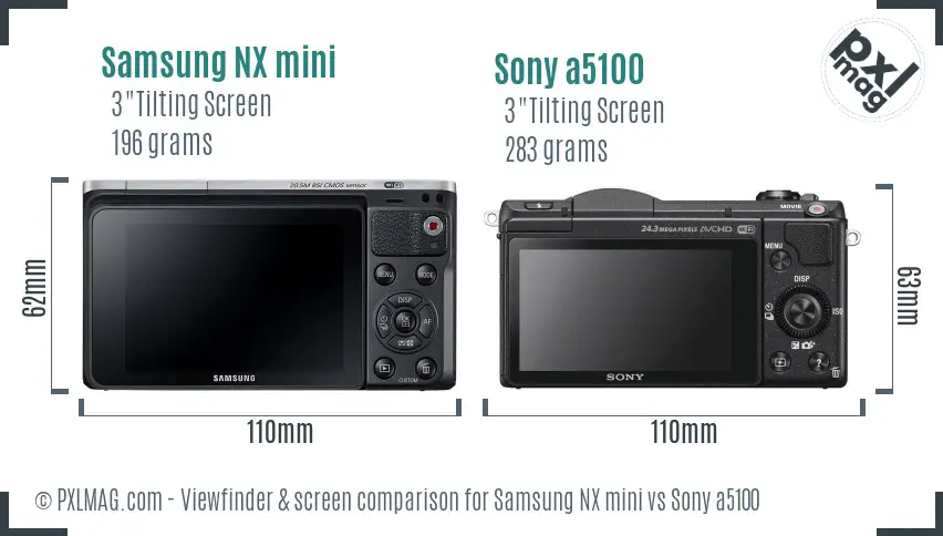 Samsung NX mini vs Sony a5100 Screen and Viewfinder comparison