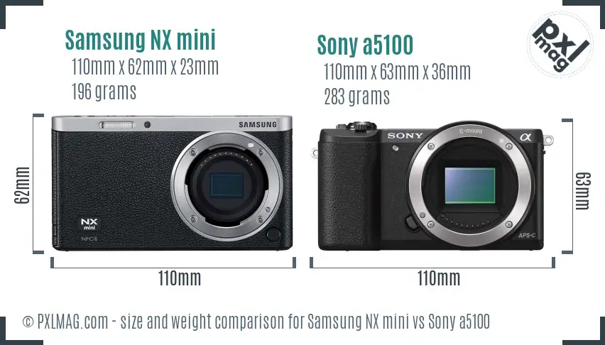 Samsung NX mini vs Sony a5100 size comparison