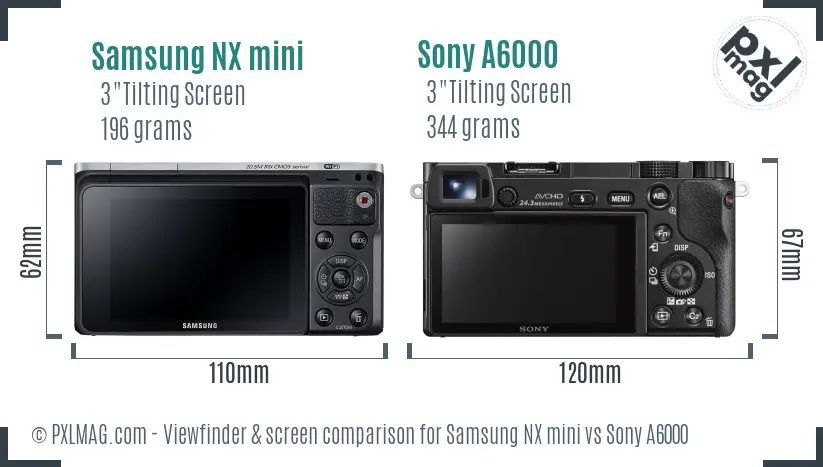 Samsung NX mini vs Sony A6000 Screen and Viewfinder comparison