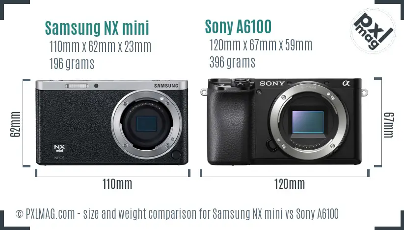 Samsung NX mini vs Sony A6100 size comparison