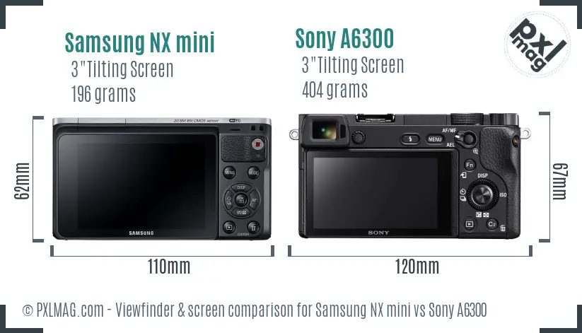 Samsung NX mini vs Sony A6300 Screen and Viewfinder comparison